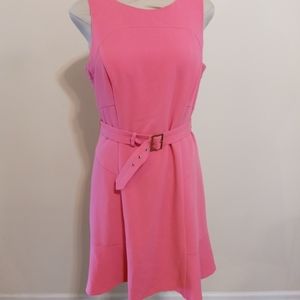 Pink mini dress belted waist by White House Black Market size 12